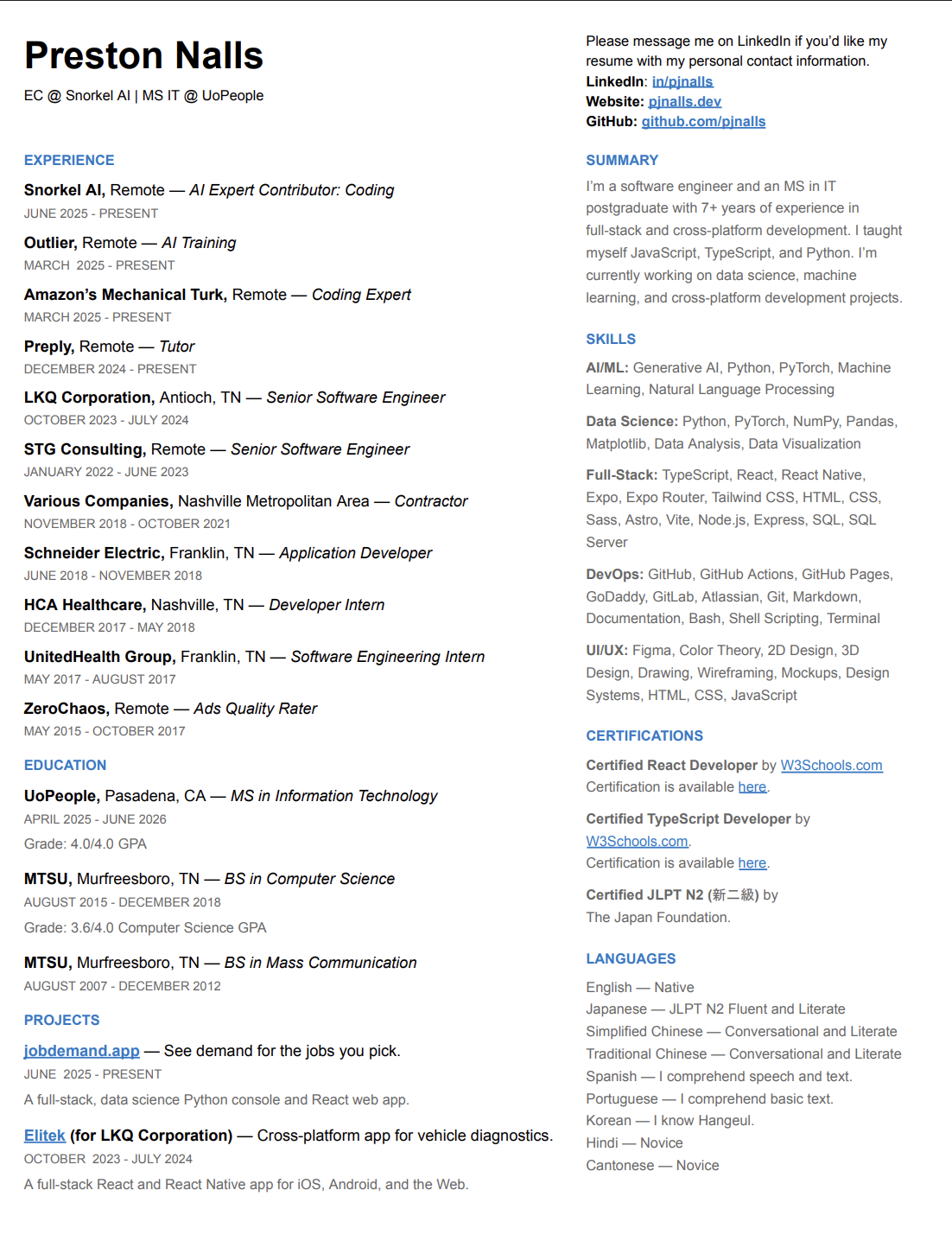 my one-page CV
