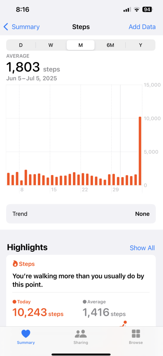 Health app pedometer.