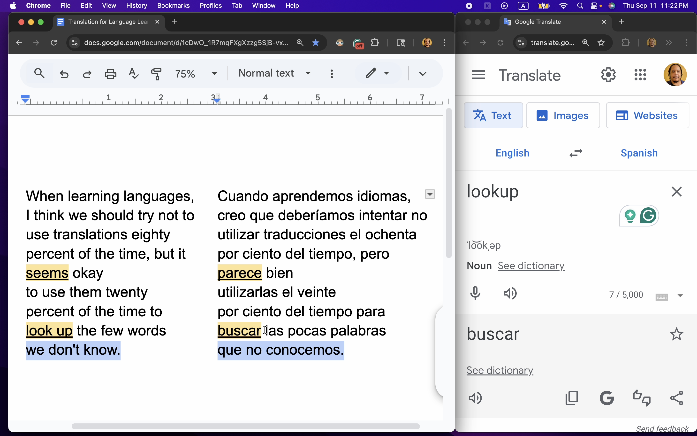 Using Translations for Language Learning