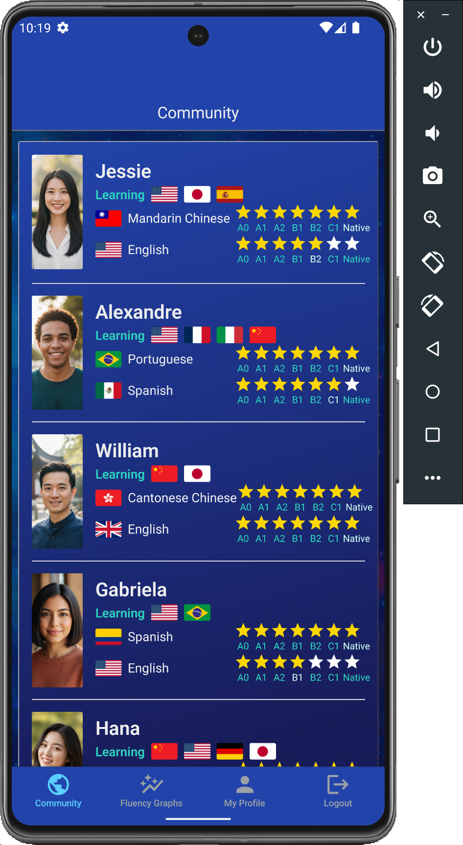 Dimmed theme of the app for Google mobile devices