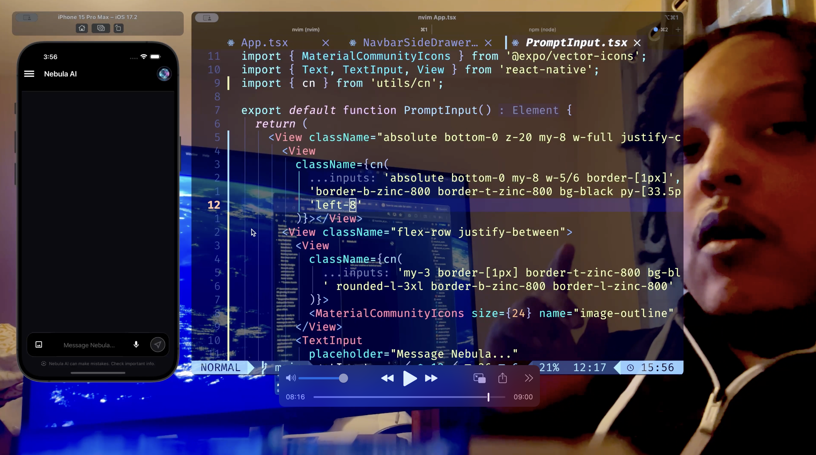 Preston working on Nebula AI's iOS version of prompt-input component